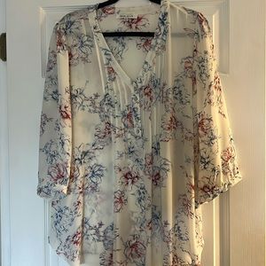 Rose and Olive Floral Womens Blouse Size 1x